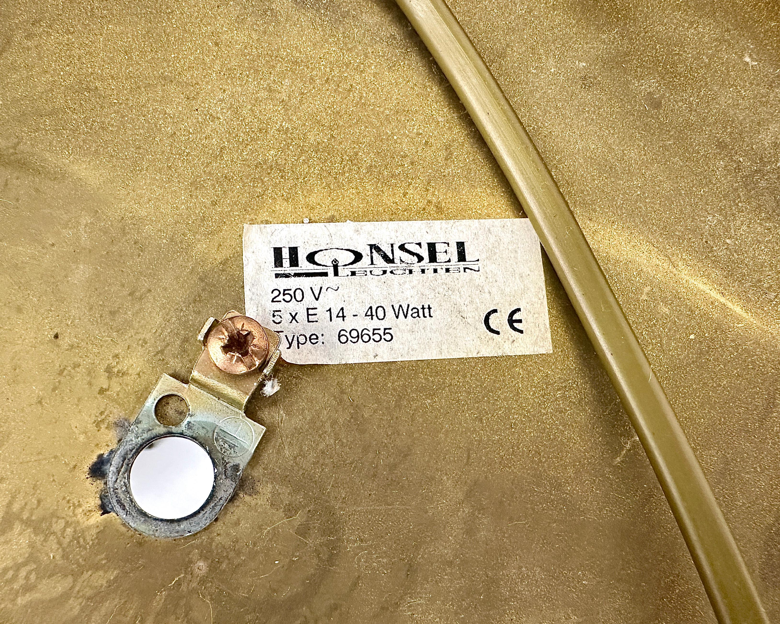 Tiffany Brass Pendant Lights by Honsel, 1960s For Sale 3