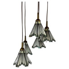 Tiffany Brass Pendant Lights by Honsel, 1960s