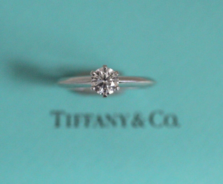 Tiffany Brilliant Cut .48 Carats Diamond Set in Classic 6 Prong Knife Edge  Ring For Sale at 1stDibs