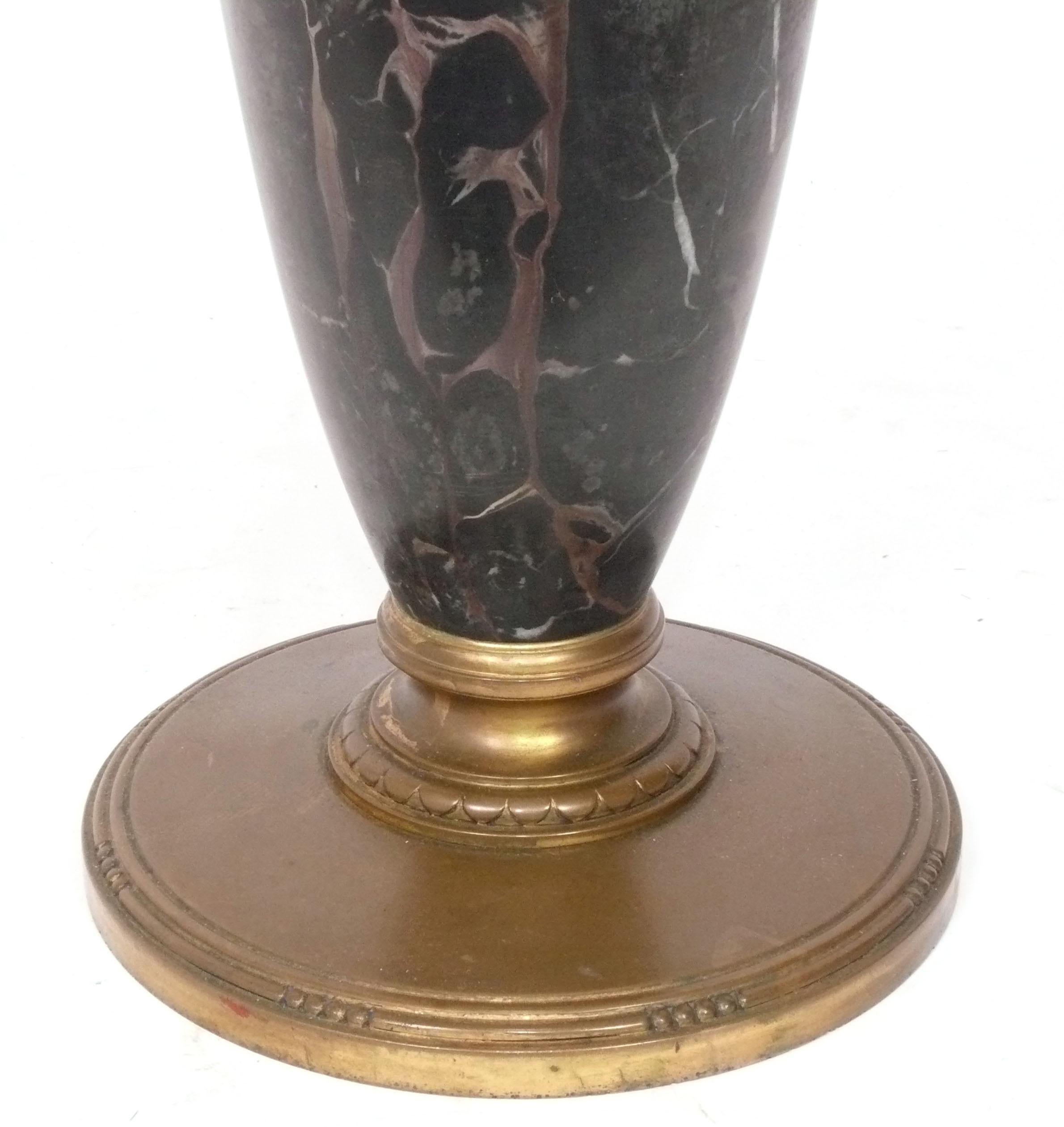 Regency Tiffany Bronze and Black Marble Lamp Signed circa 1910 For Sale