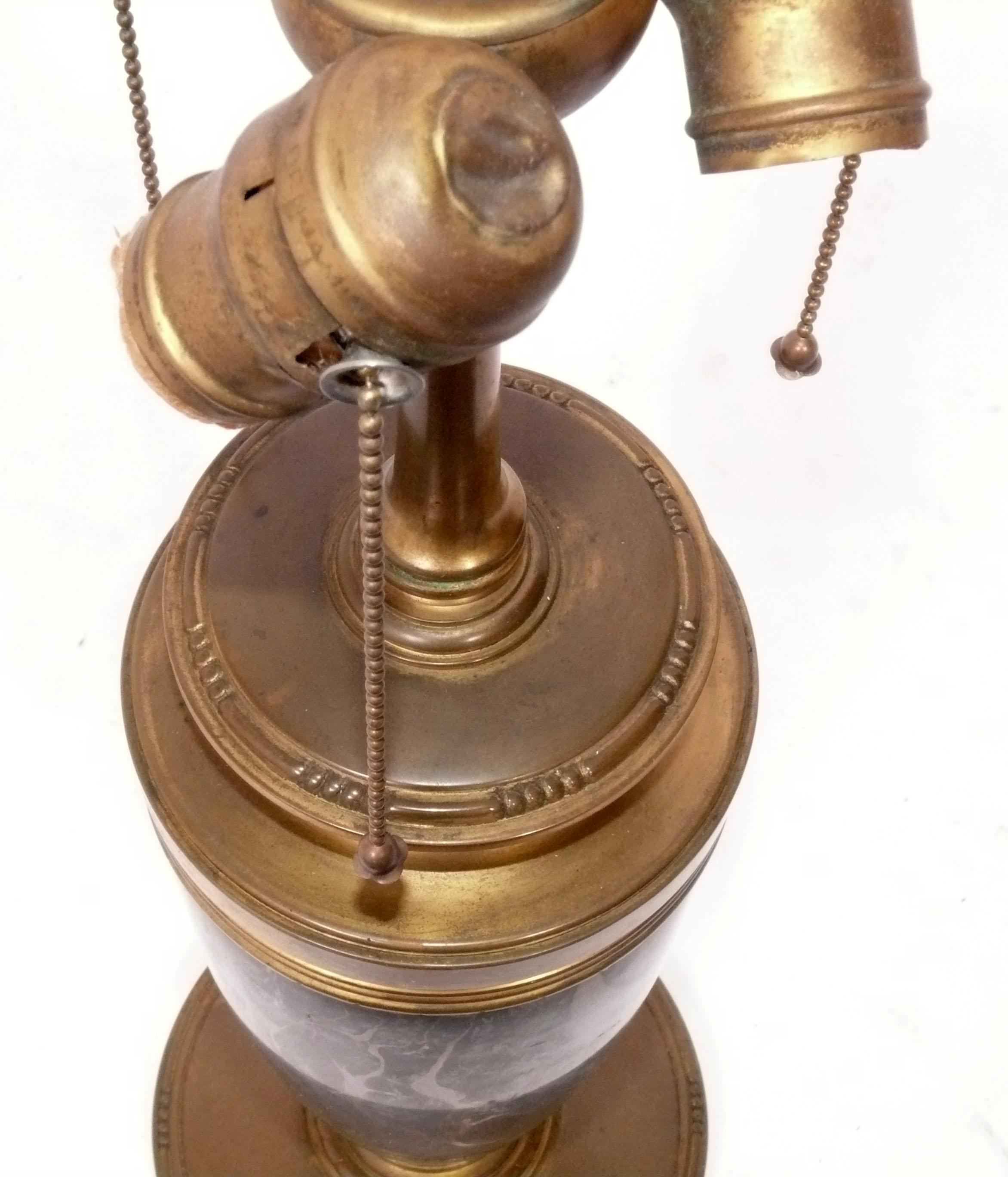 American Tiffany Bronze and Black Marble Lamp Signed circa 1910 For Sale