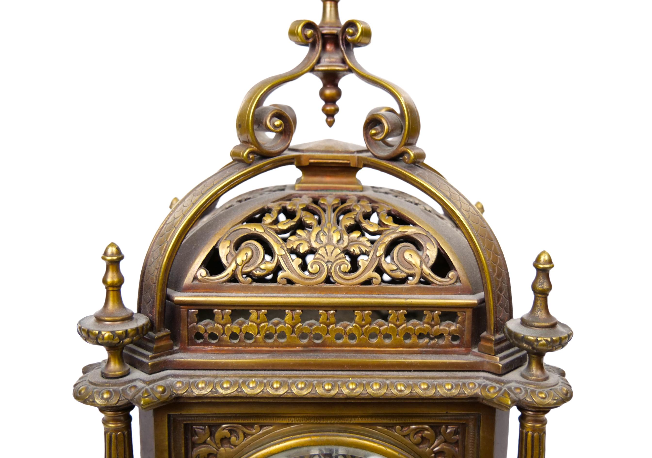 Tiffany Bronze / Enameled Face Mantel Clock 3