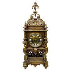 Antique Tiffany Bronze / Enameled Face Mantel Clock