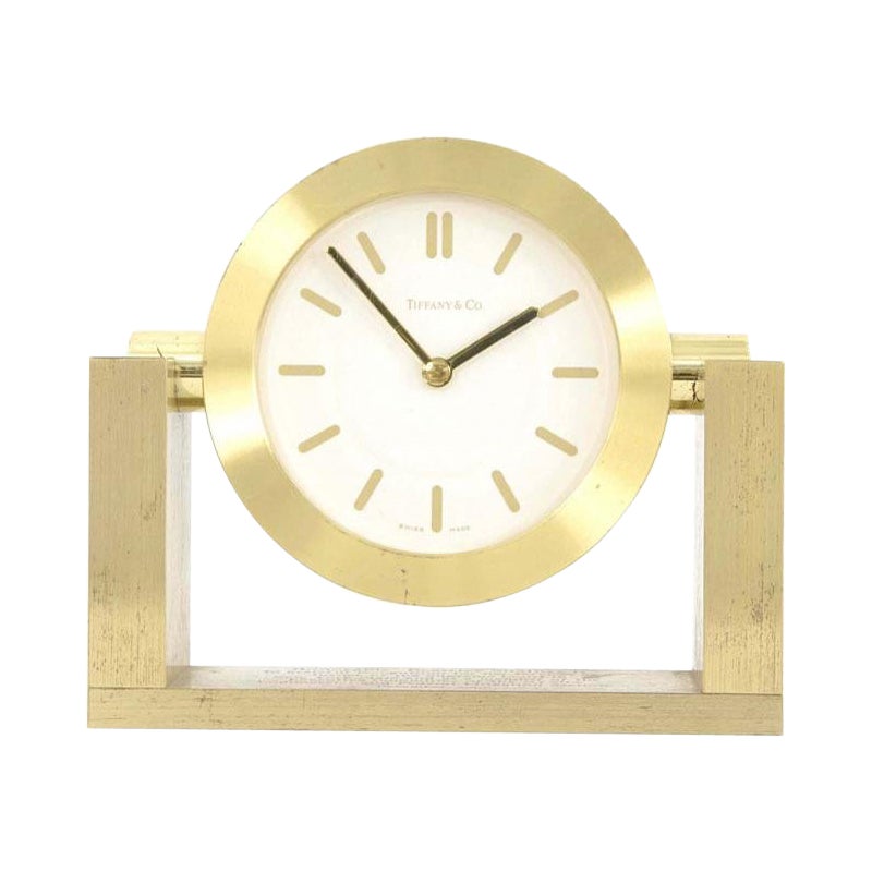 Tiffany Bronze Round Swivel Clock For Sale