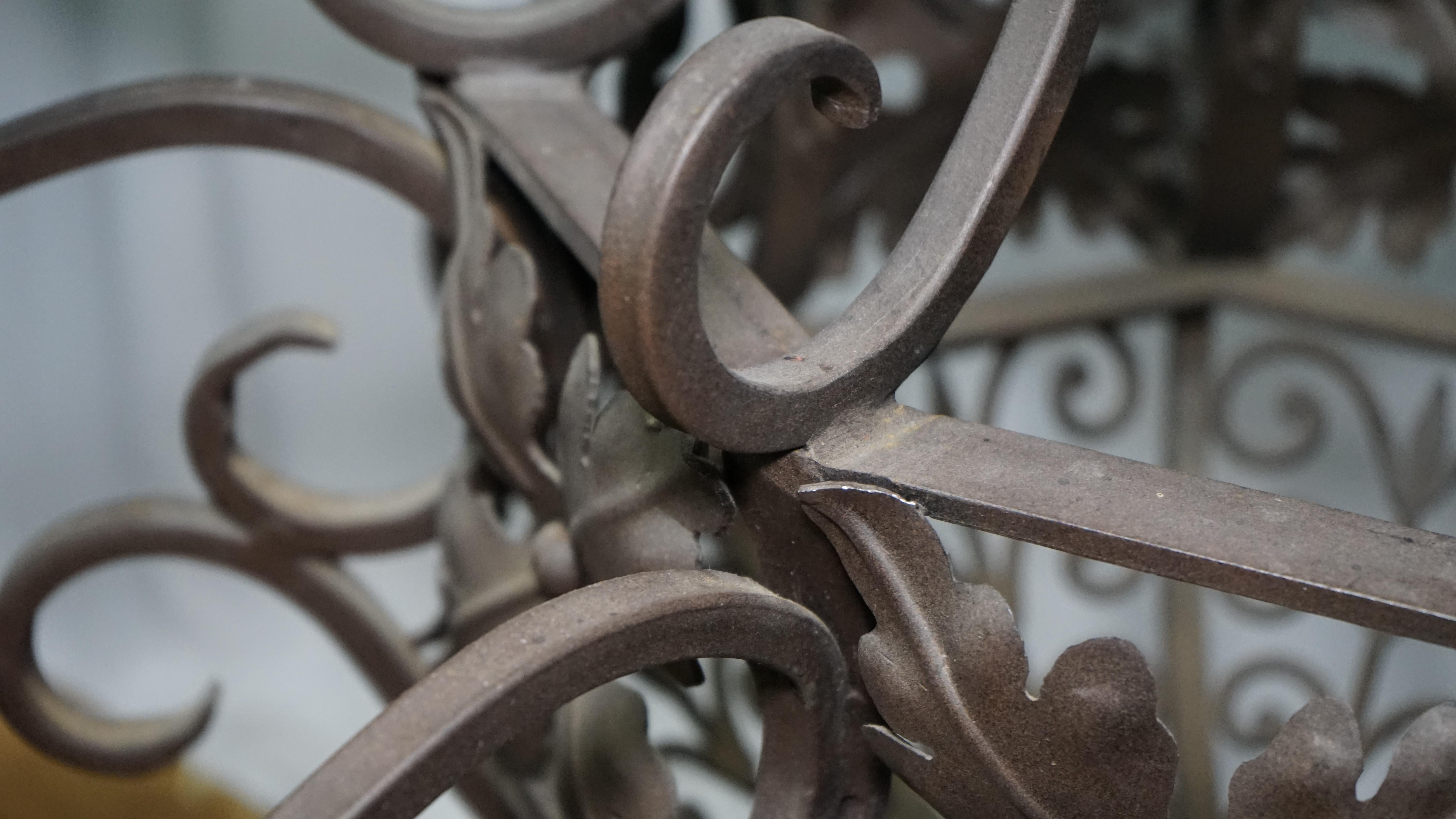 Early 20th Century Tiffany & Co., Caldwell Style French Wrought Iron 8-Candle Chandelier