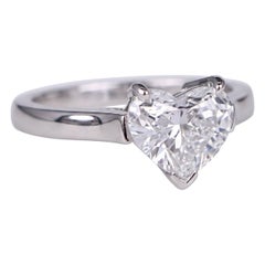 Tiffany Certified 2 Carat E VS1 Heart Diamond Platinum Engagement Ring