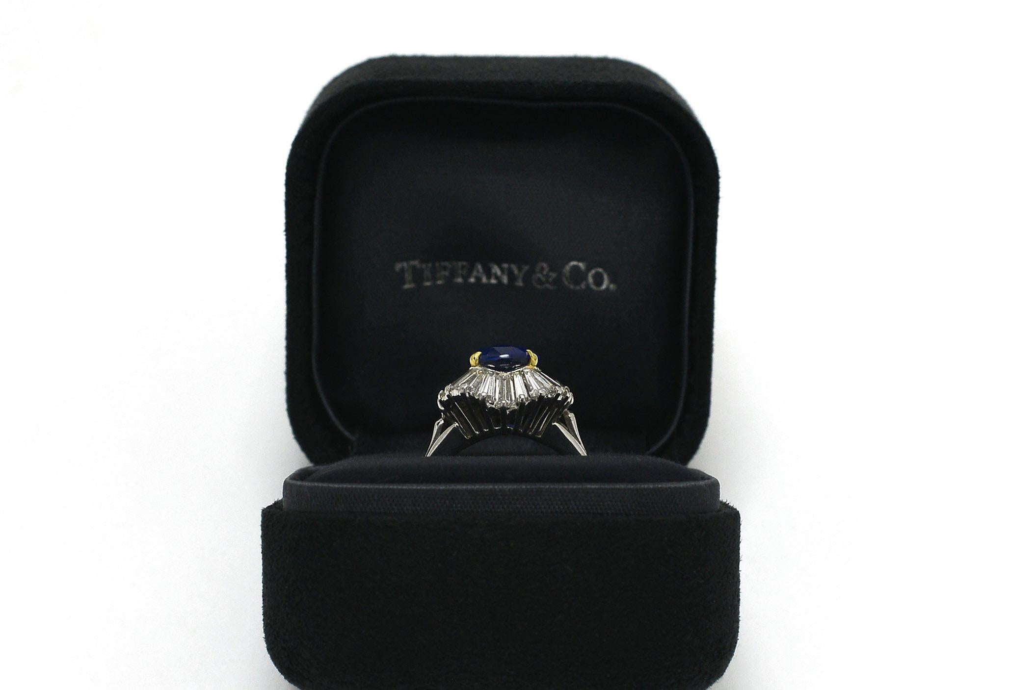 Oval Cut Tiffany Sapphire Cocktail Ring Diamond Ballerina Certified Unheated Natural
