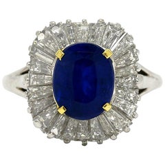 Vintage Tiffany Sapphire Cocktail Ring Diamond Ballerina Certified Unheated Natural