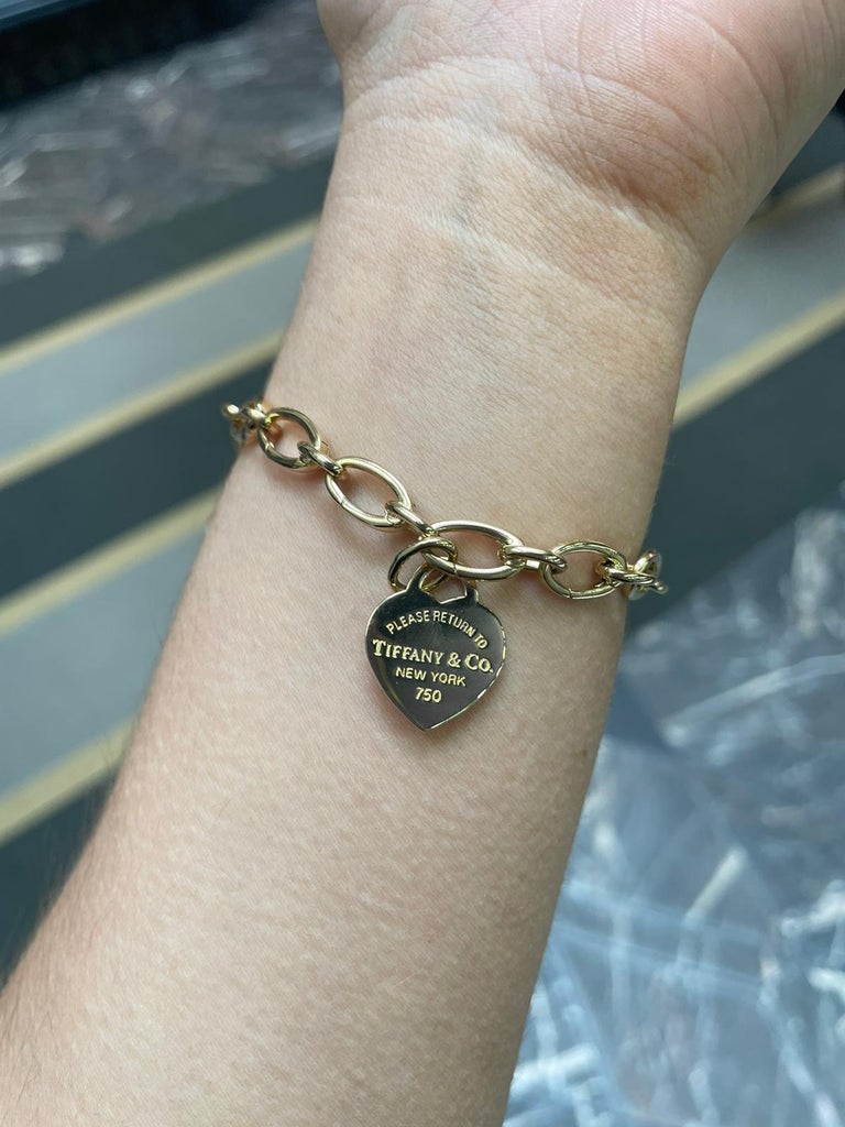 Tiffany & Co. 18k Yellow Gold Heart Tag Charm Bracelet