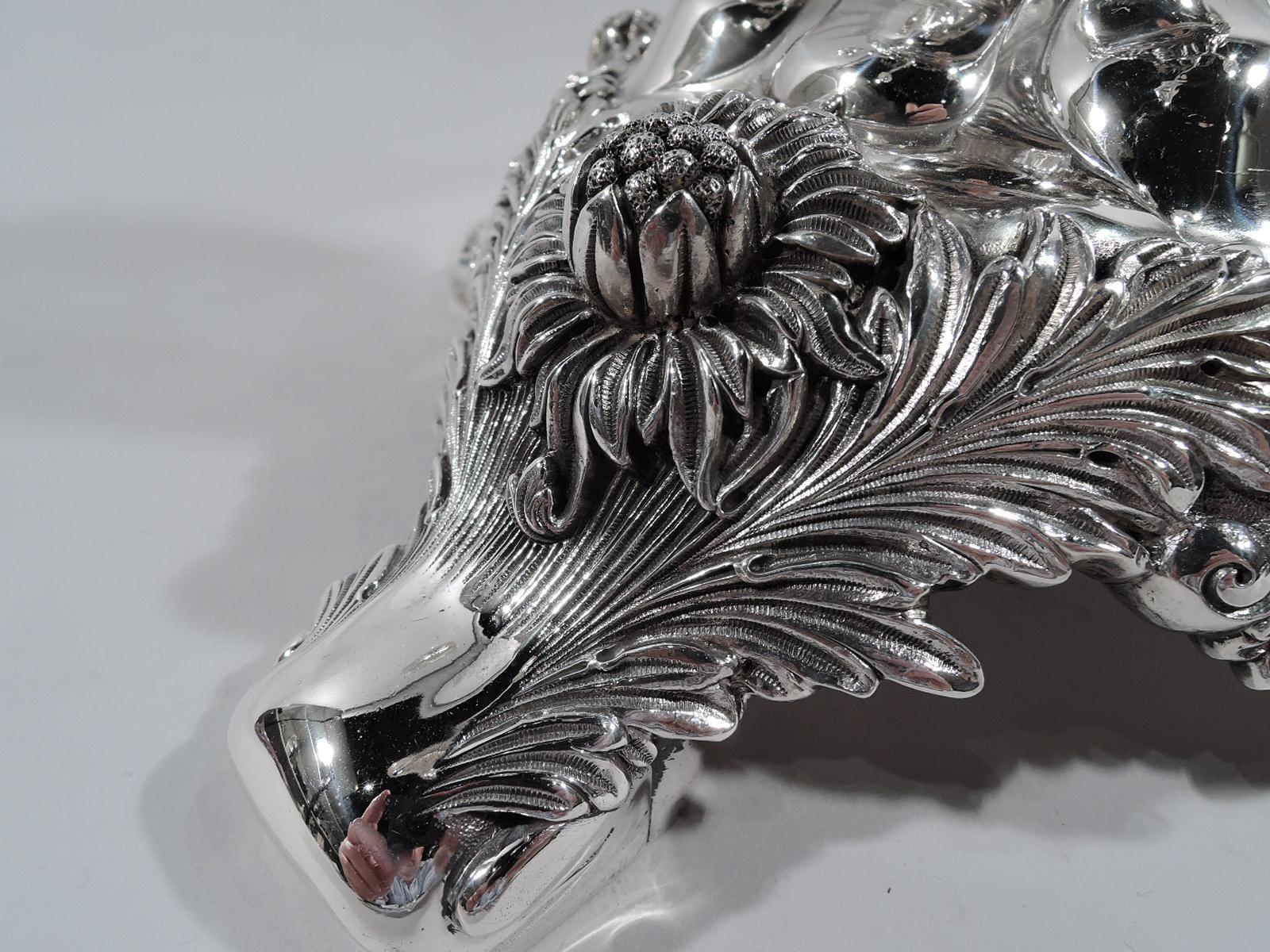 Tiffany Chrysanthème, candélabre centre de table à 5 lumières en argent sterling 3