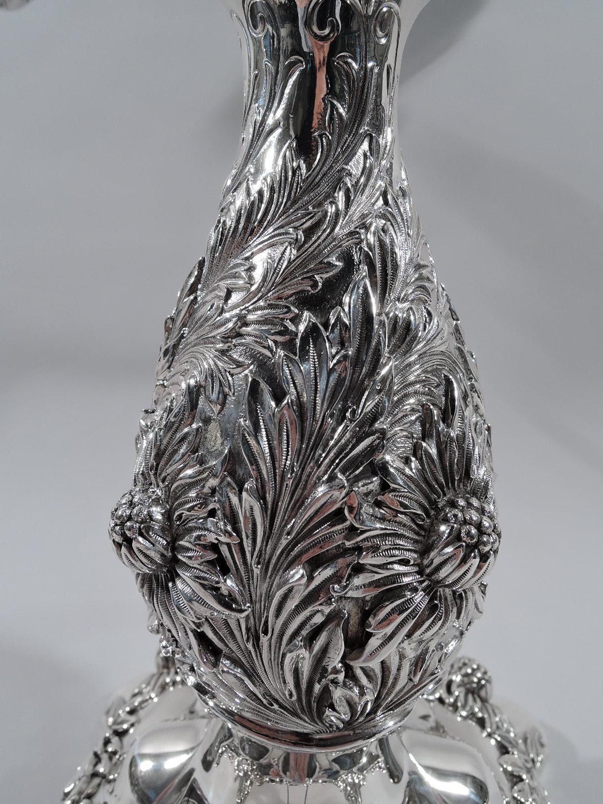 Tiffany Chrysanthème, candélabre centre de table à 5 lumières en argent sterling 2