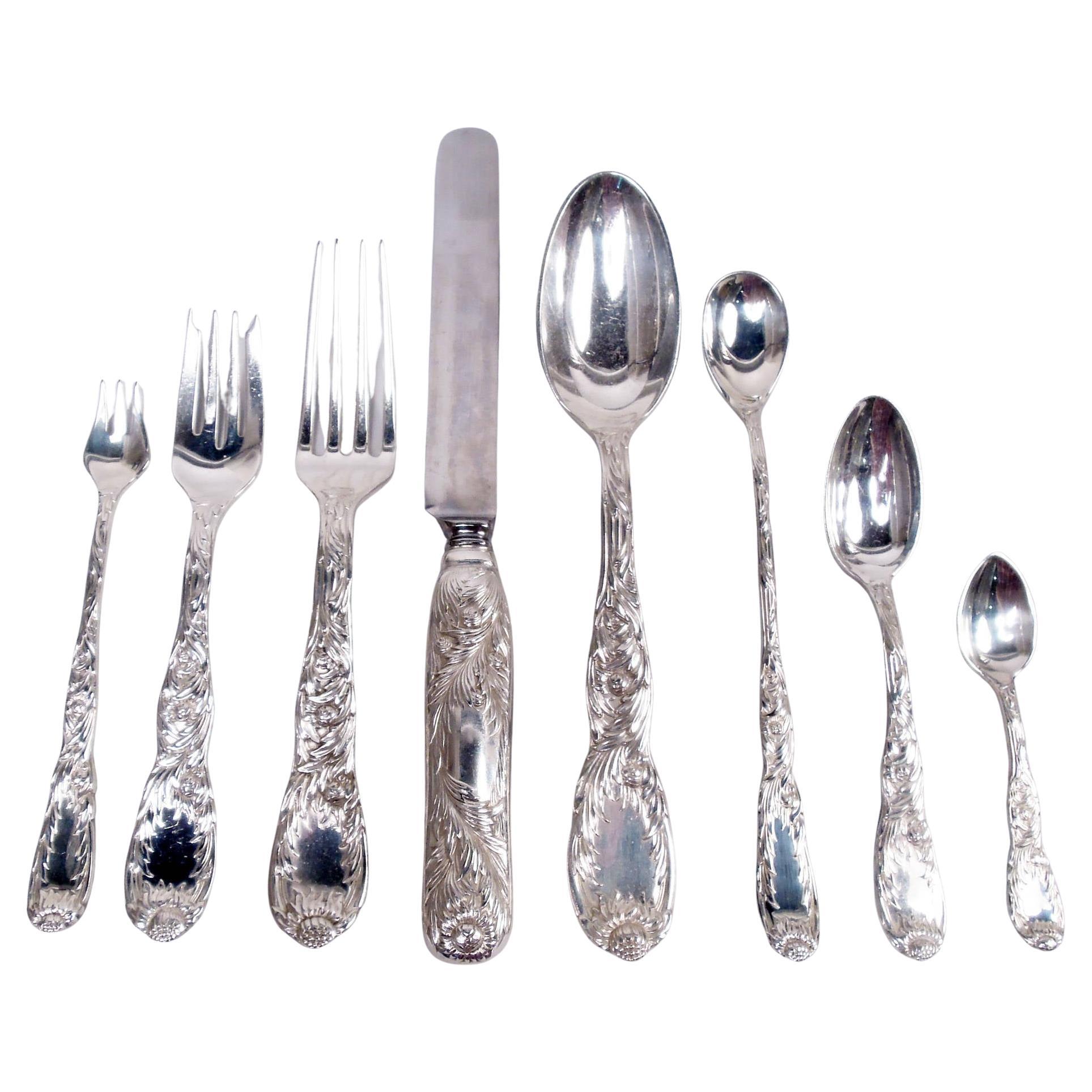 Tiffany Chrysantheme Sterling Silber Tafelservice für 12 Personen mit 96 Teilen im Angebot