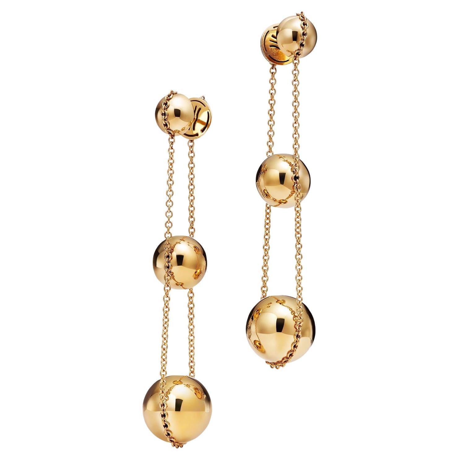 Tiffany & Co. City Hard Wear Gold Beads Drop Yellow Gold Earrings For Sale