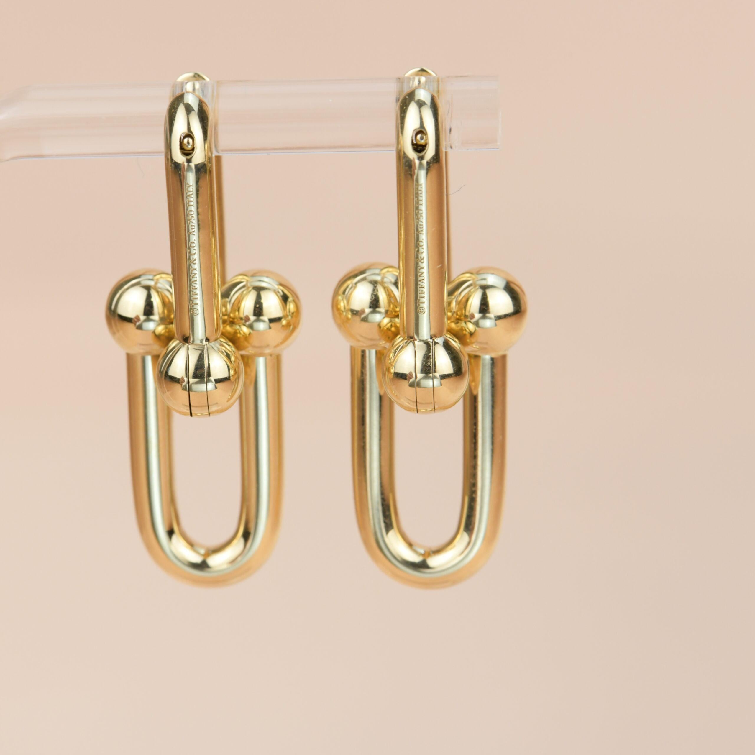 Tiffany City Hardwear Yellow Gold Link Earrings In Excellent Condition In Banbury, GB