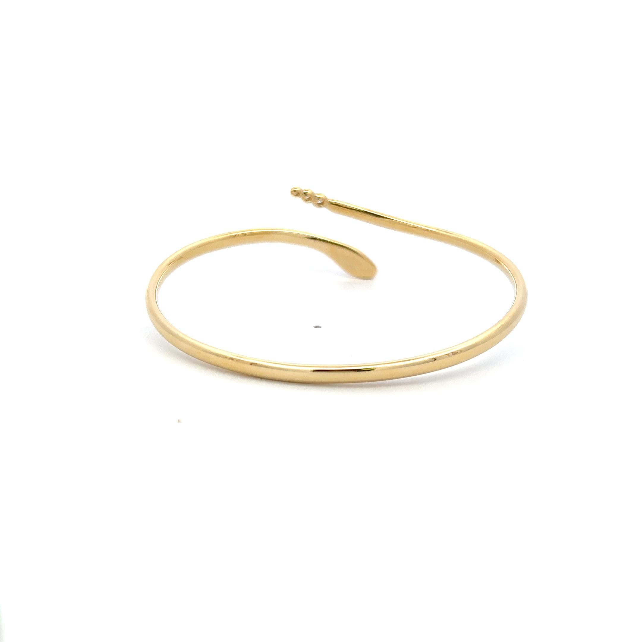 Round Cut Tiffany & Co 0.06 Carat Round Diamond 18K YG Snake Bangle Bracelet For Sale