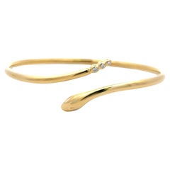 Tiffany & Co 0.06 Carat Round Diamond 18K YG Snake Bangle Bracelet