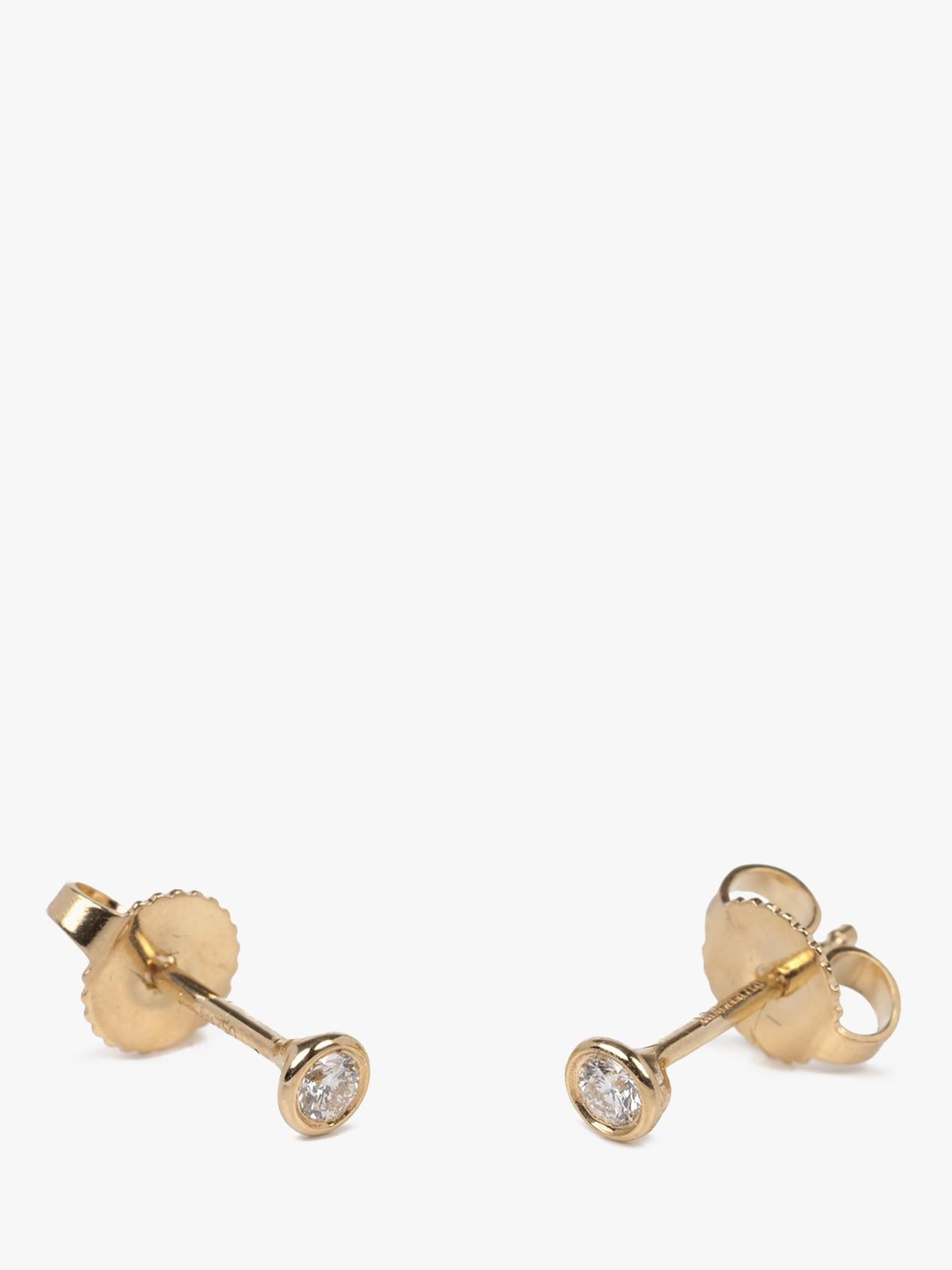Brilliant Cut Tiffany & Co. 0.10ct Yellow Gold Elsa Peretti Diamonds by the Yard Stud Earrings
