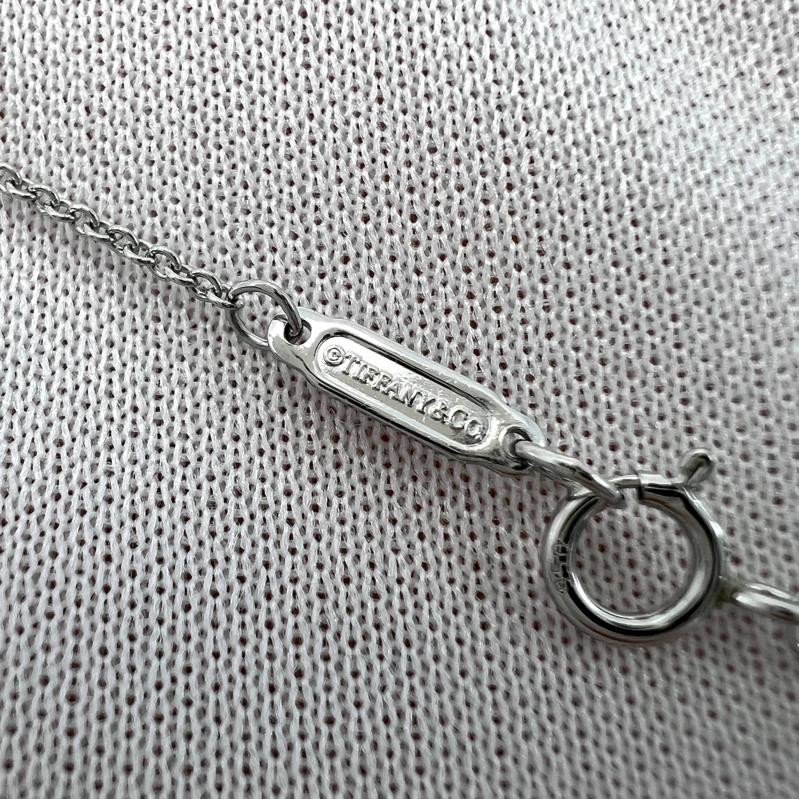 Tiffany & Co. 0.12ct Natural Round Diamond Platinum Solitaire Pendant Necklace 6