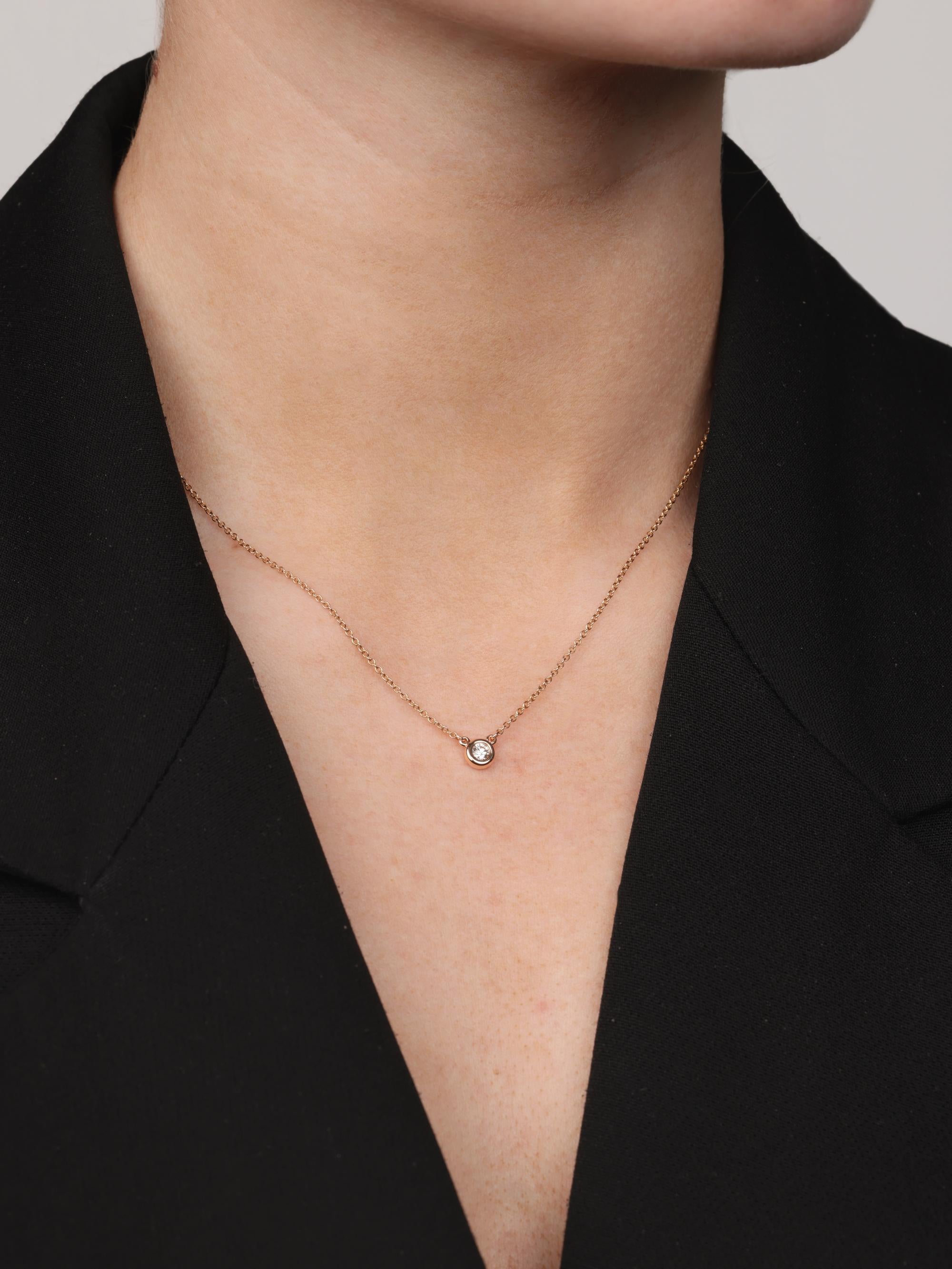 Tiffany & Co. 0.12ct Brilliant Cut 18ct Rose Gold Elsa Peretti Diamonds by the Yard Solitaire Pendant

Product Details
Xupes Ref: J1491
Brand: Tiffany & Co.
Model: Diamond by the Yard Necklace
Type: Pendant
RRP: £1,200
Material(s): 18ct Rose