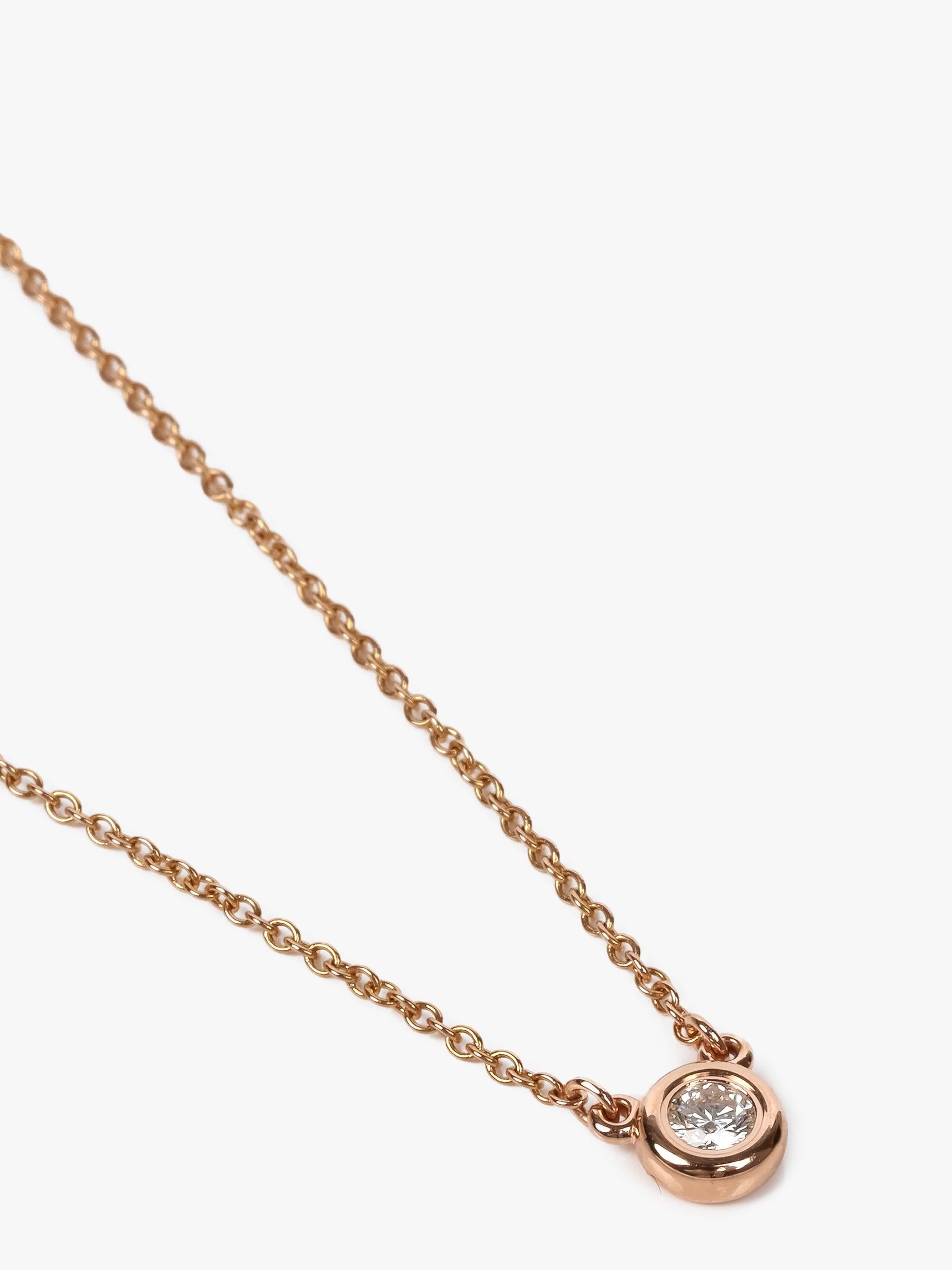 Brilliant Cut Tiffany & Co. 0.12ct Rose Gold Elsa Peretti Diamonds by the Yard Pendant For Sale