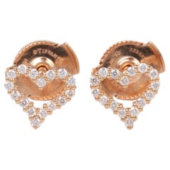 Tiffany & Co. 0.13ct Brilliant Cut Diamond 18ct Rose Gold Extra Mini Heart Stud