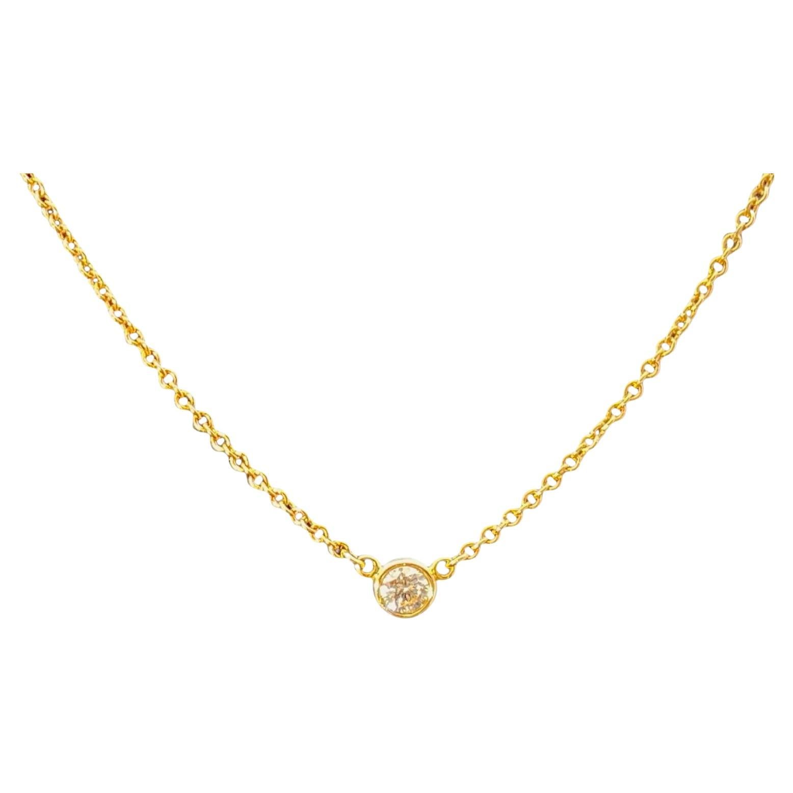 Tiffany & Co. 0.15ct 18k Yellow Gold Peretti Diamond Necklace