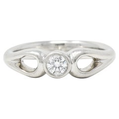 Tiffany & Co 0.16 Carat Diamond Platinum Open Teardrop Solitaire Engagement Ring