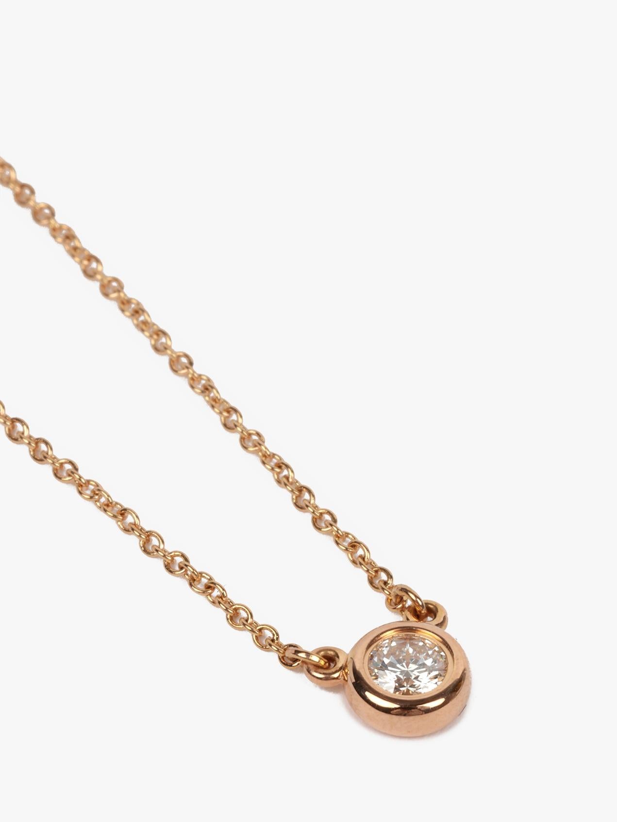 Tiffany & Co. 0.17ct Brilliant Cut 18ct Rose Gold Elsa Peretti Diamonds by the Yard Solitaire Pendant

Product Details
Xupes Ref: J1456
Brand: Tiffany & Co.
Model: Diamond by the Yard Necklace
Type: Pendant
RRP: £1,500
Material(s): 18ct Rose