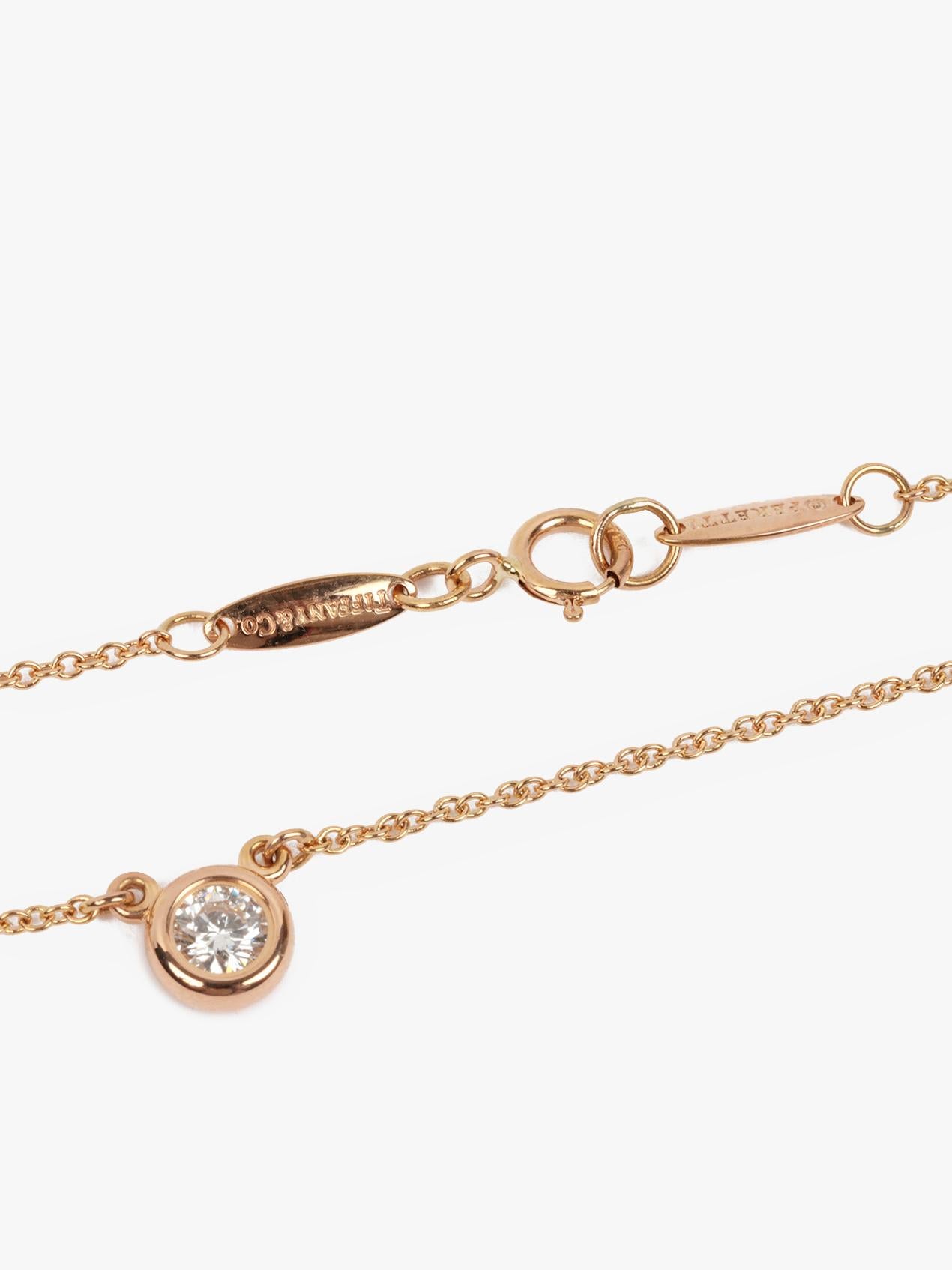 Brilliant Cut Tiffany & Co. 0.17cT 18ct Rose Gold Elsa Peretti Diamonds by the Yard Pendant
