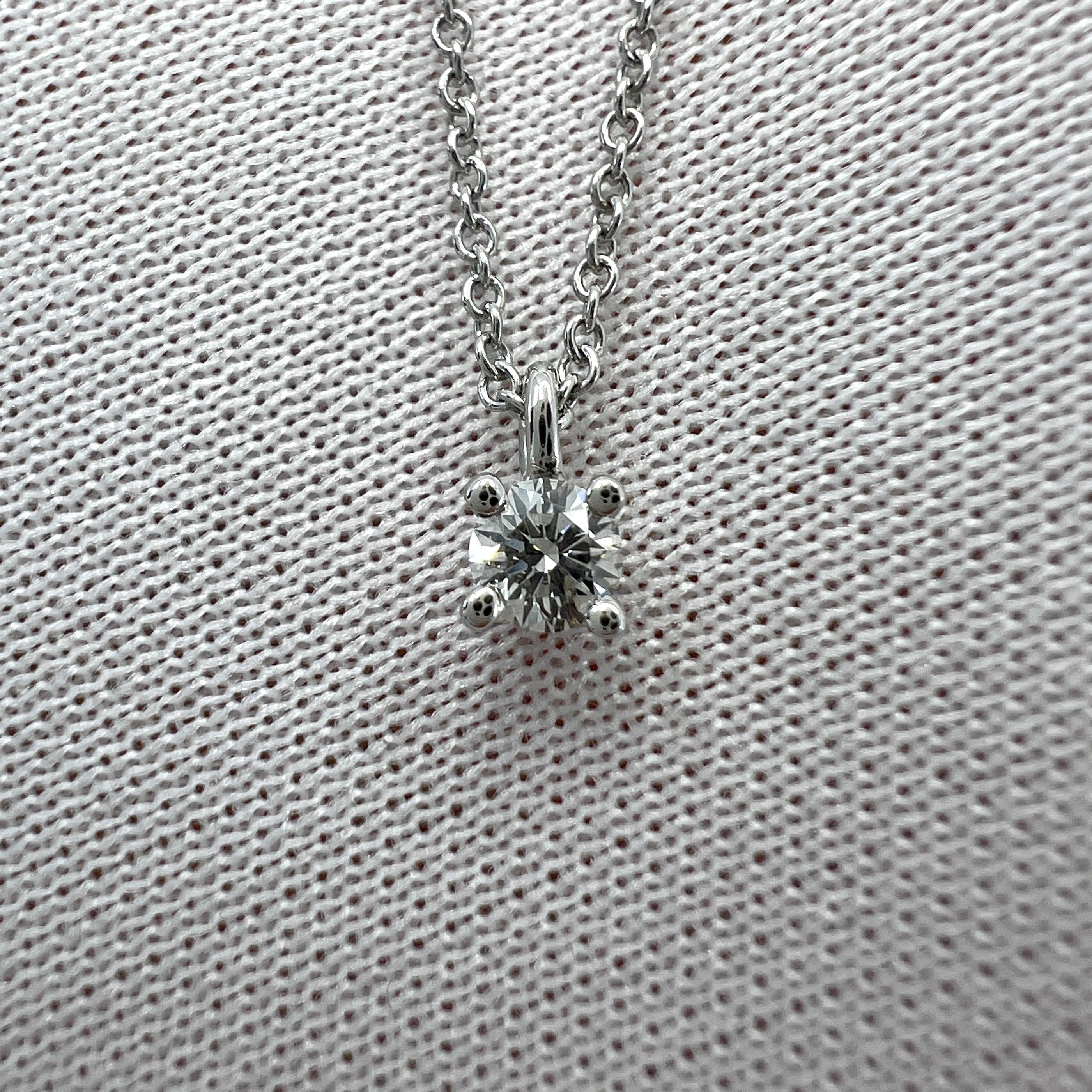 Tiffany & Co. 0.17ct Natural Round Diamond Platinum Solitaire Pendant Necklace For Sale 7