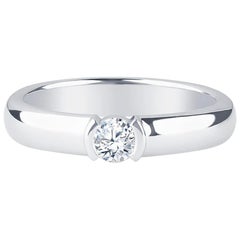Tiffany & Co. 0.19 Carat Round Brilliant Diamond Platinum Ring, Half Bezel Set