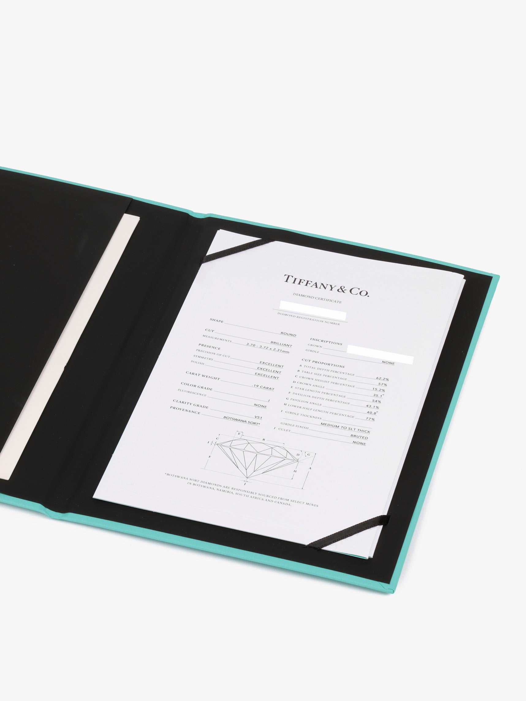 Tiffany & Co. 0.19ct Brillantschliff Diamant Platin Solitaire Anhänger im Angebot 2