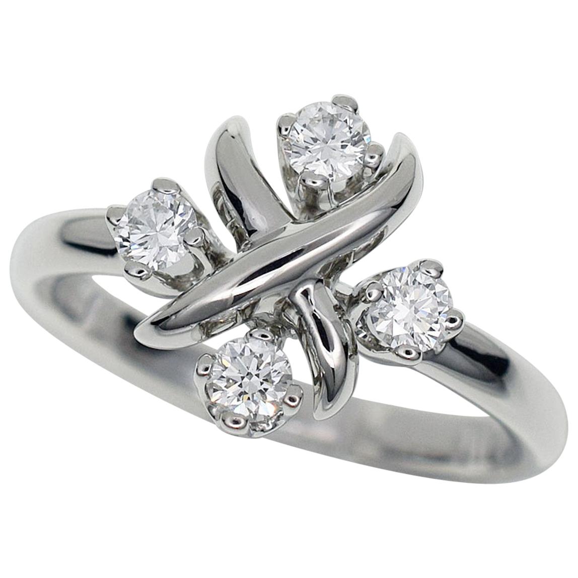 Tiffany & Co. 0.2 Carat Diamond Platinum Schlumberger Lynn Ring US 4.5