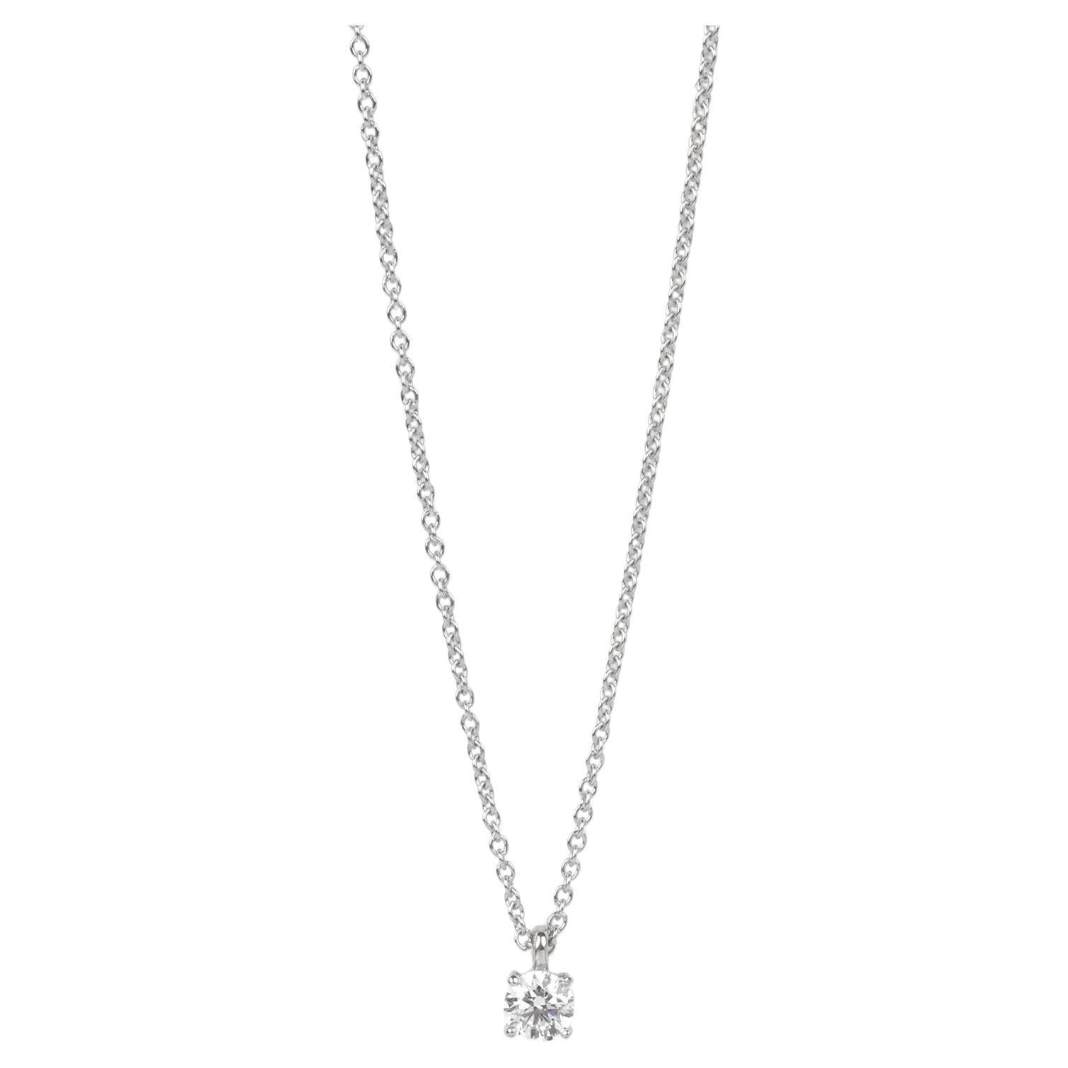 Tiffany & Co. 0.21ct Brilliant Cut Diamond Platinum Solitaire Pendant For Sale