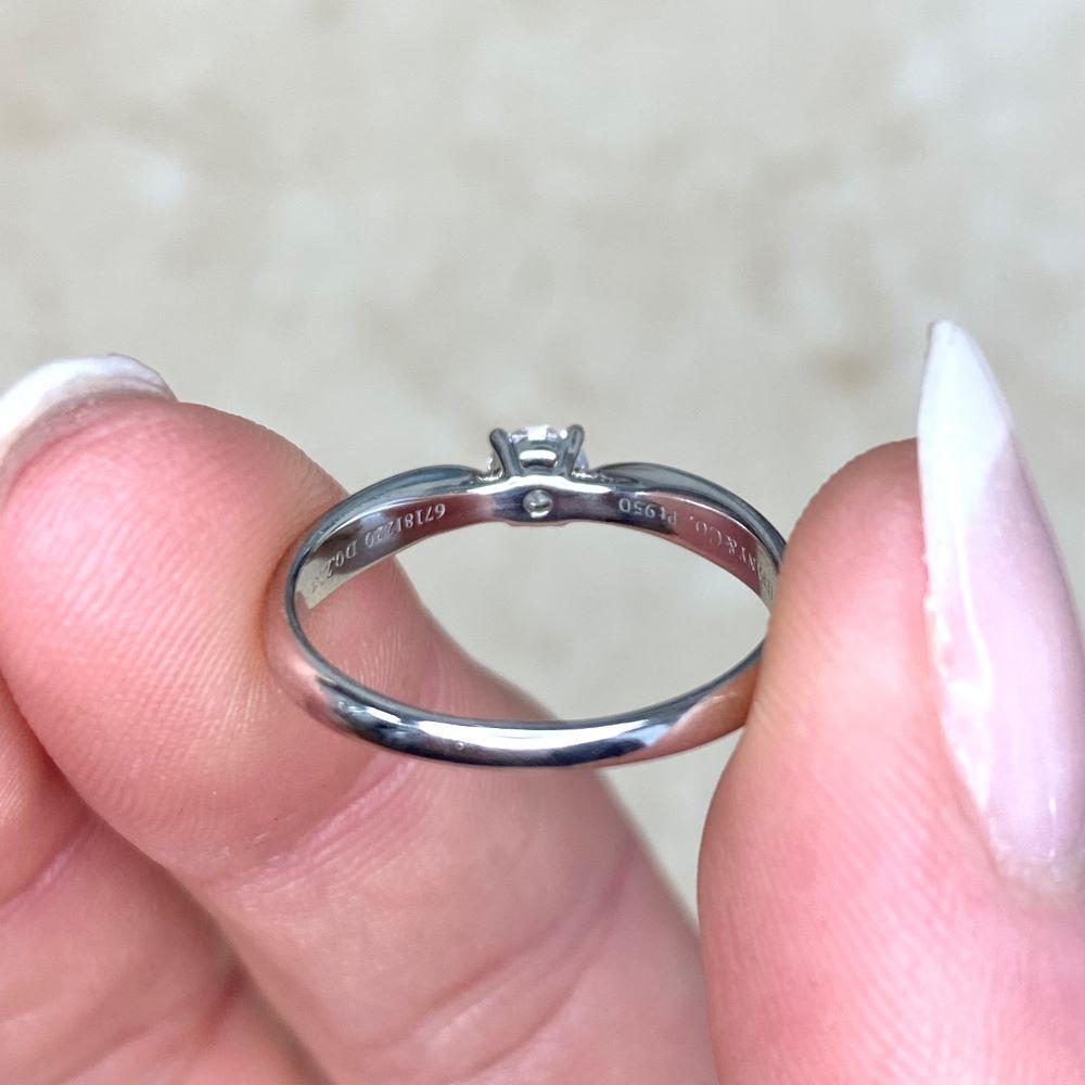 Tiffany & Co. 0.22ct Round Brilliant Cut Diamond Engagement Ring,  Platinum For Sale 6
