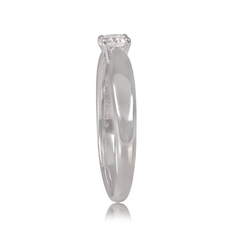 Art Deco Tiffany & Co. 0.22ct Round Brilliant Cut Diamond Engagement Ring,  Platinum For Sale