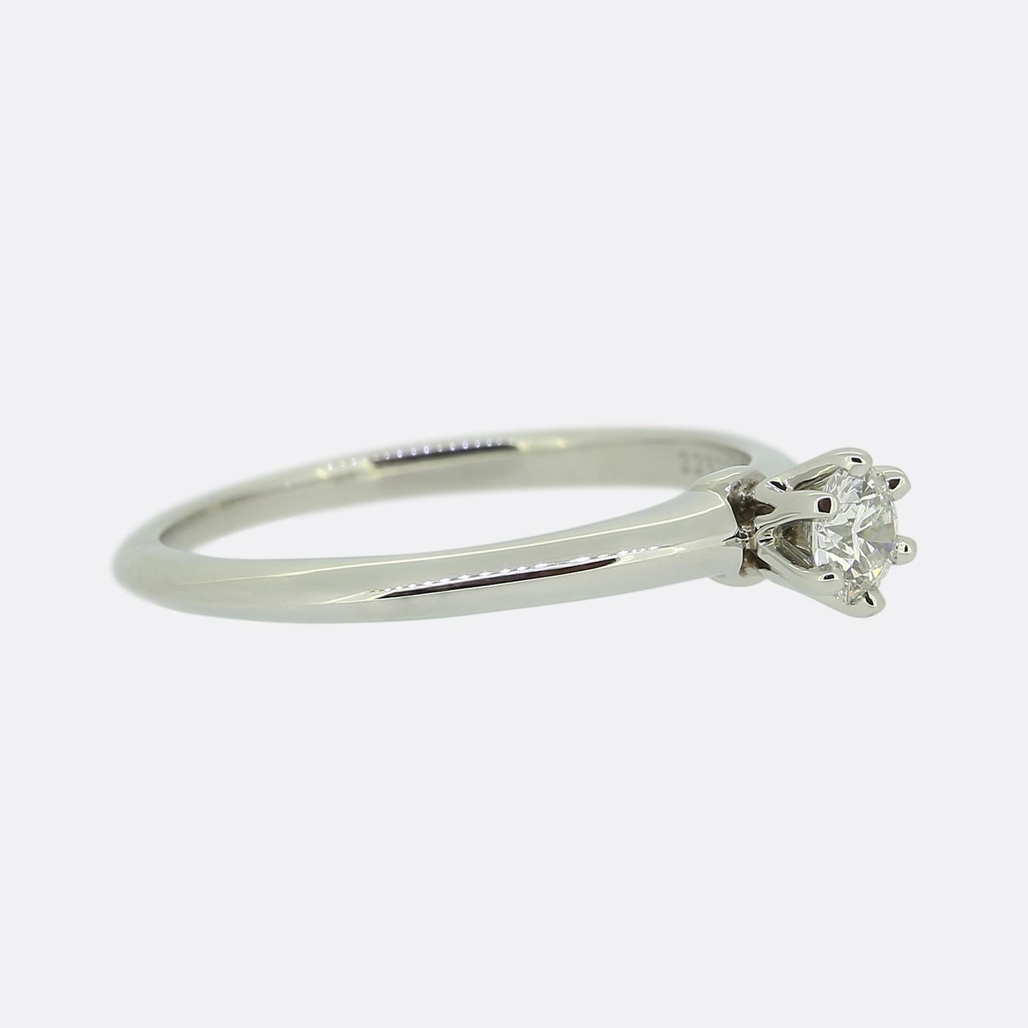 Brilliant Cut Tiffany & Co. 0.23 Carat Diamond Engagement Ring For Sale