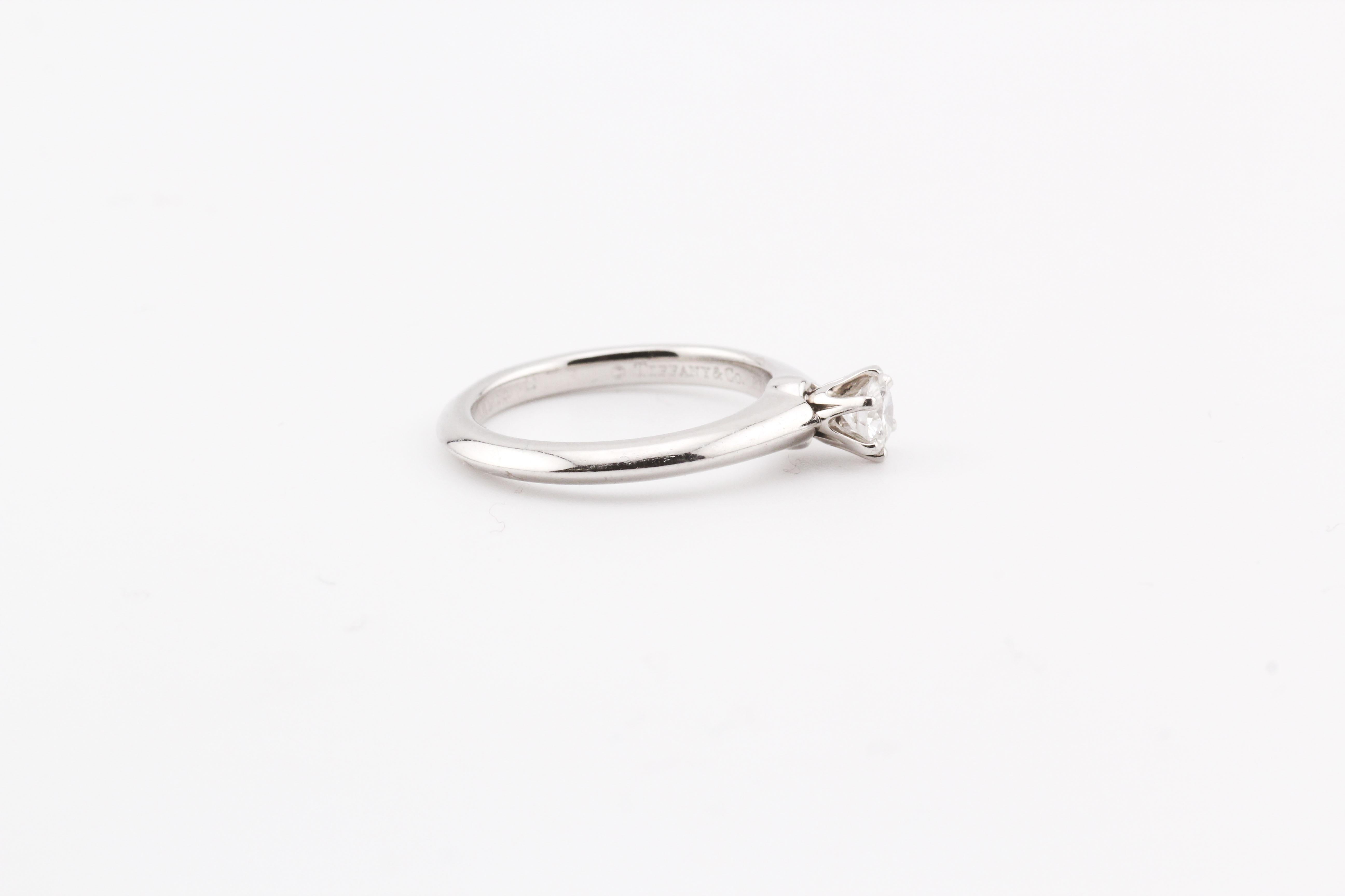Tiffany & Co. 0.23 Carat Diamond Platinum Engagement Ring Size 4 In Good Condition For Sale In Simpsonville, SC
