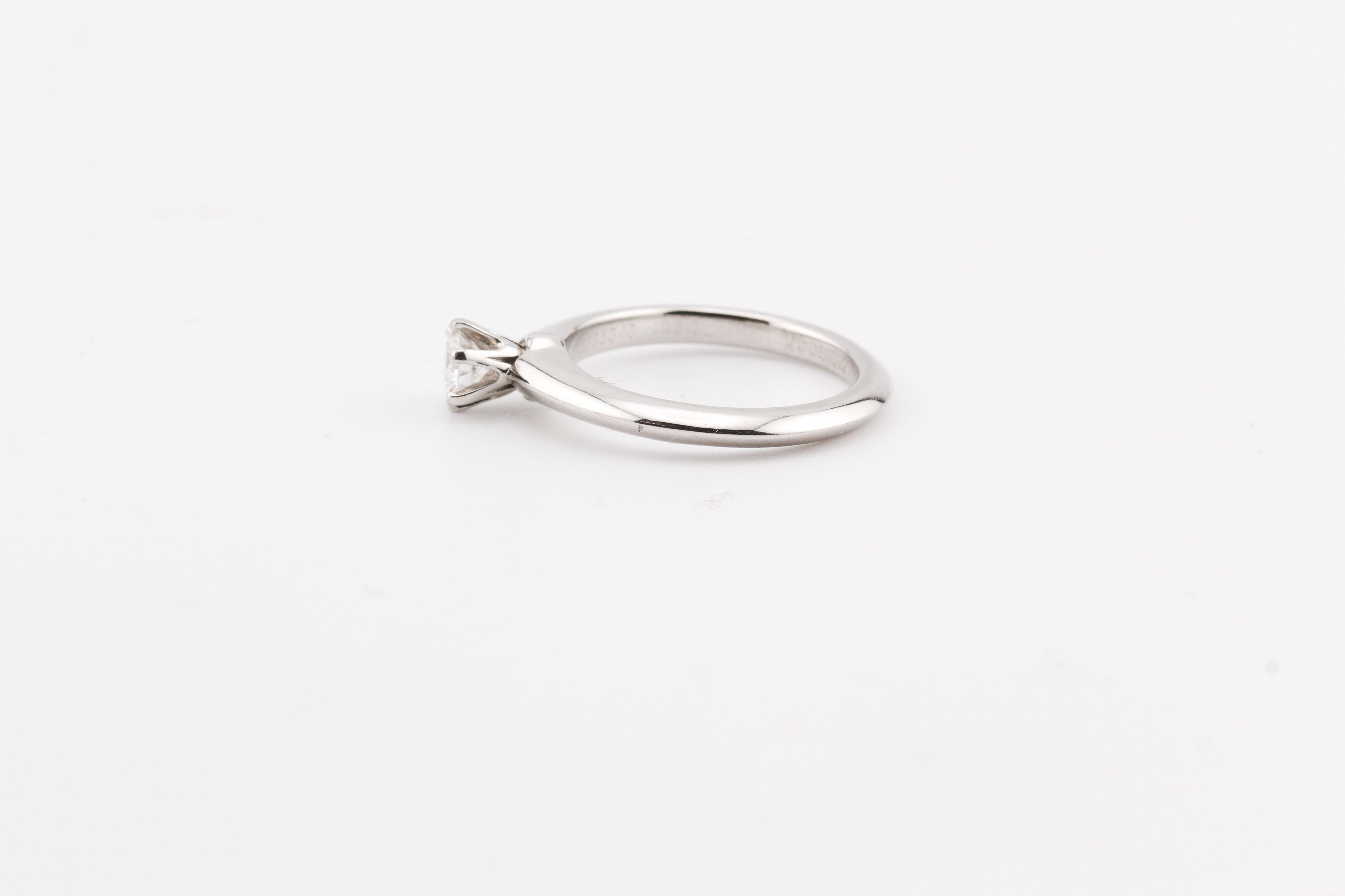 Women's Tiffany & Co. 0.23 Carat Diamond Platinum Engagement Ring Size 4 For Sale