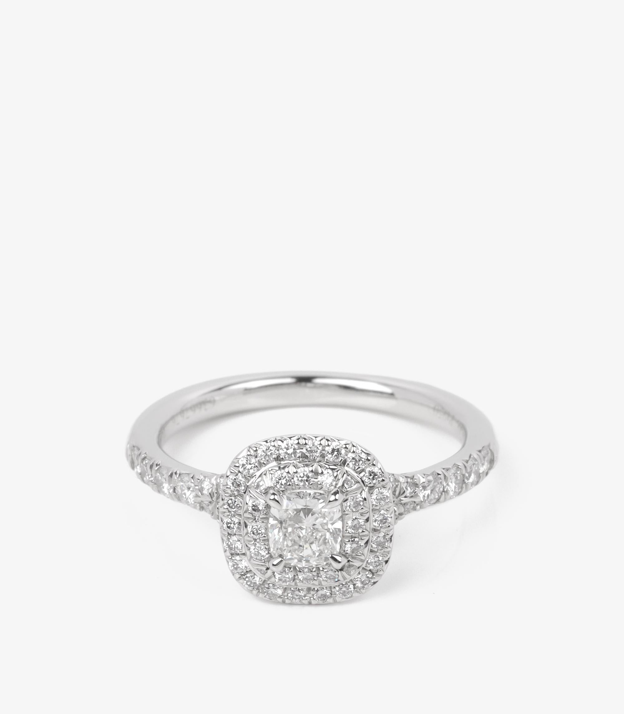 Tiffany & Co. 0.24ct Cushion Cut Diamond Platinum Soleste Ring In Excellent Condition For Sale In Bishop's Stortford, Hertfordshire
