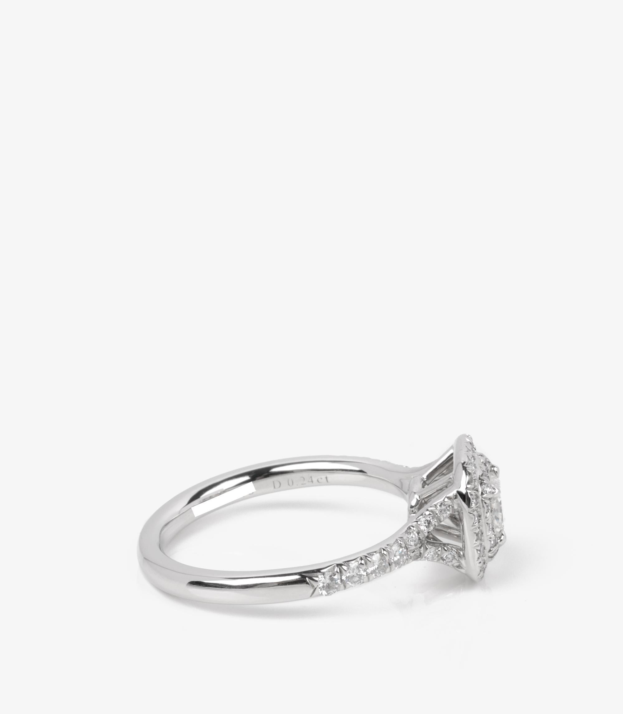 Women's Tiffany & Co. 0.24ct Cushion Cut Diamond Platinum Soleste Ring For Sale