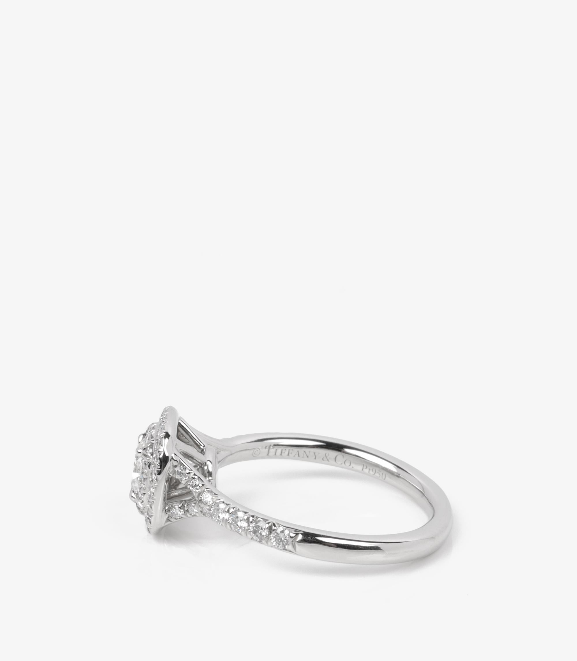 Tiffany & Co. 0.24ct Cushion Cut Diamond Platinum Soleste Ring For Sale 1