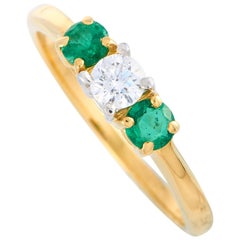 Tiffany & Co. 0.25 Carat Diamond and Emerald Yellow Gold and Platinum Ring