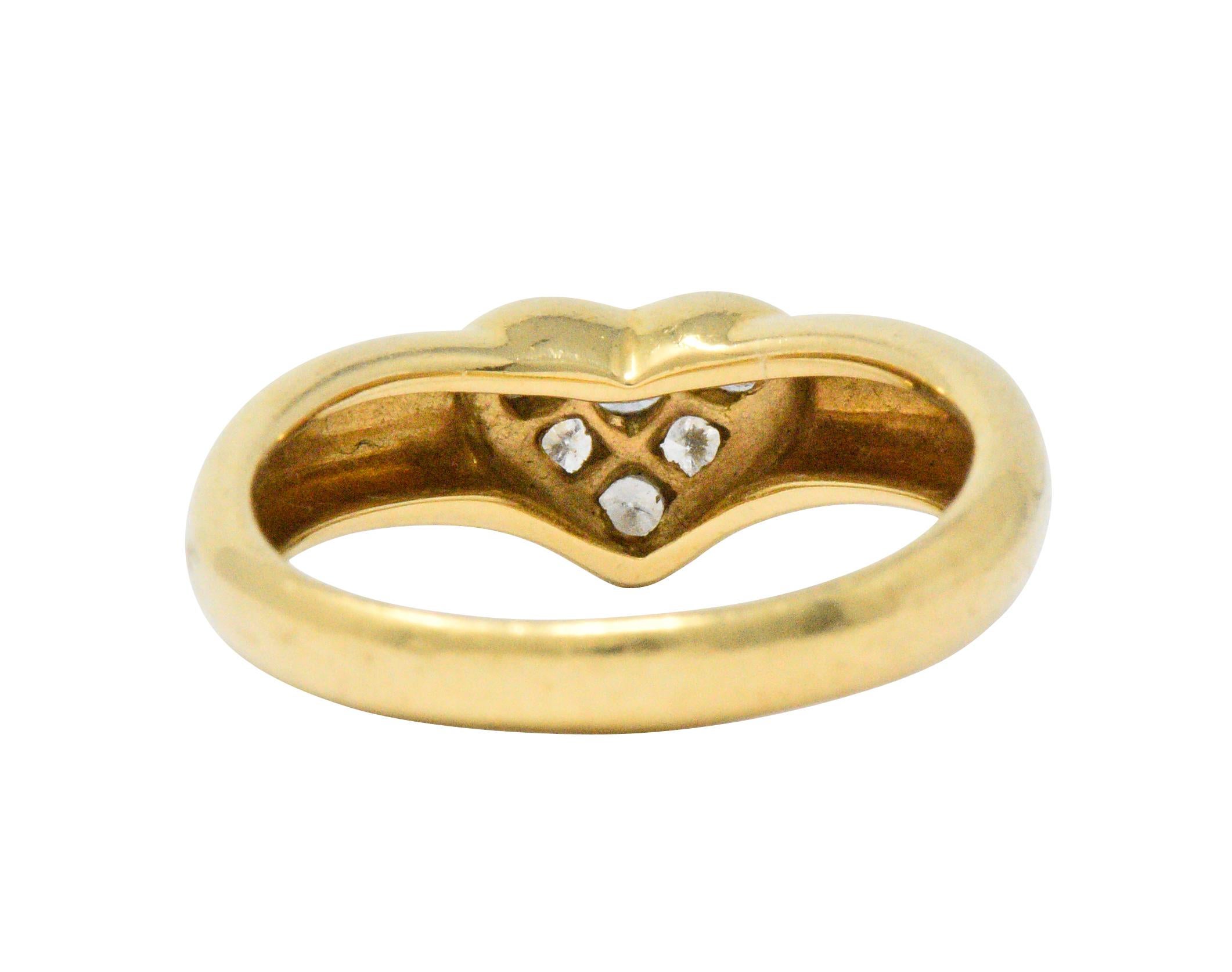 Round Cut Tiffany & Co. 0.25 Carat Total Diamond and 18 Karat Gold Heart Ring