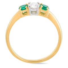 Tiffany & Co. 0.25 Carat Diamond and Emerald Yellow Gold and Platinum Ring