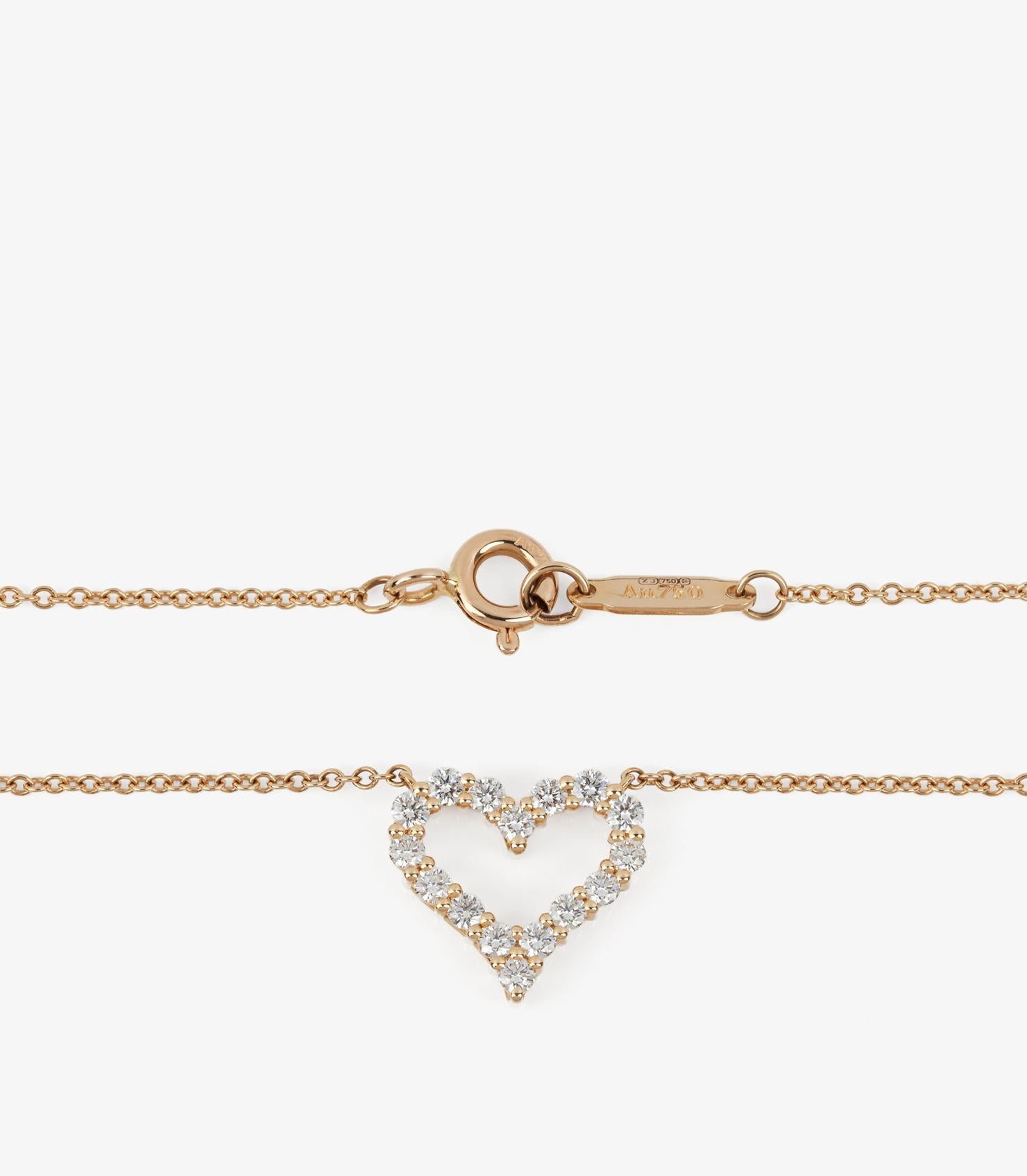 Taglio brillante Tiffany & Co. Collana Mini Cuori in oro giallo 18ct con diamante da 0,25 ct. in vendita