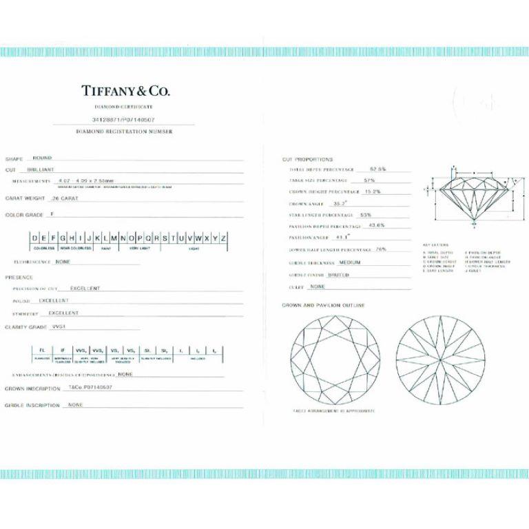 Tiffany & Co. 0.26 Carat Round Brilliant Cut Diamond Engagement Ring im Angebot 2