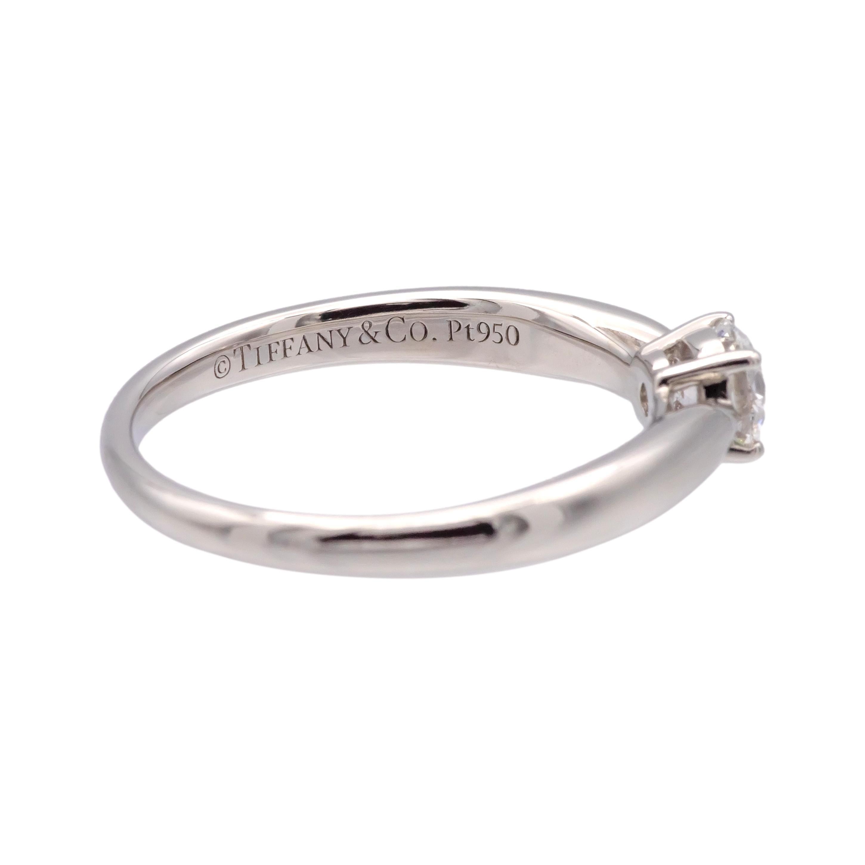 Tiffany & Co 0.26 Ct Platinum Harmony Diamond Engagement Ring E VS1 'Triple Ex' In Excellent Condition In New York, NY