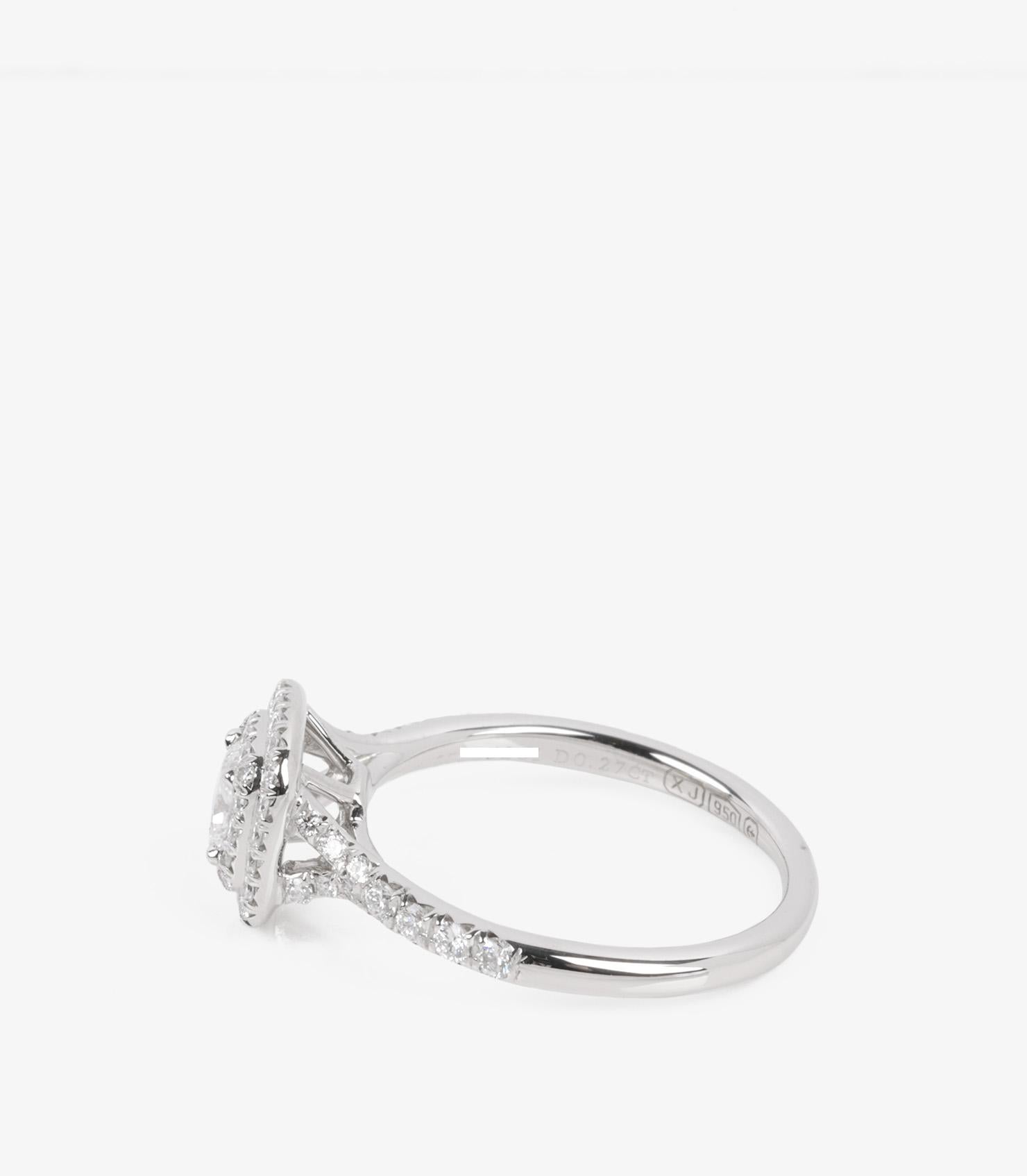 Tiffany & Co. 0.27ct Cushion Cut Diamond Platinum Soleste Ring In Excellent Condition For Sale In Bishop's Stortford, Hertfordshire