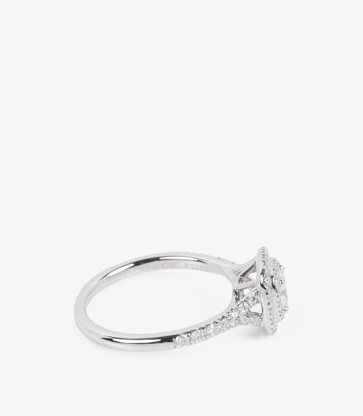 Women's Tiffany & Co. 0.27ct Cushion Cut Diamond Platinum Soleste Ring For Sale